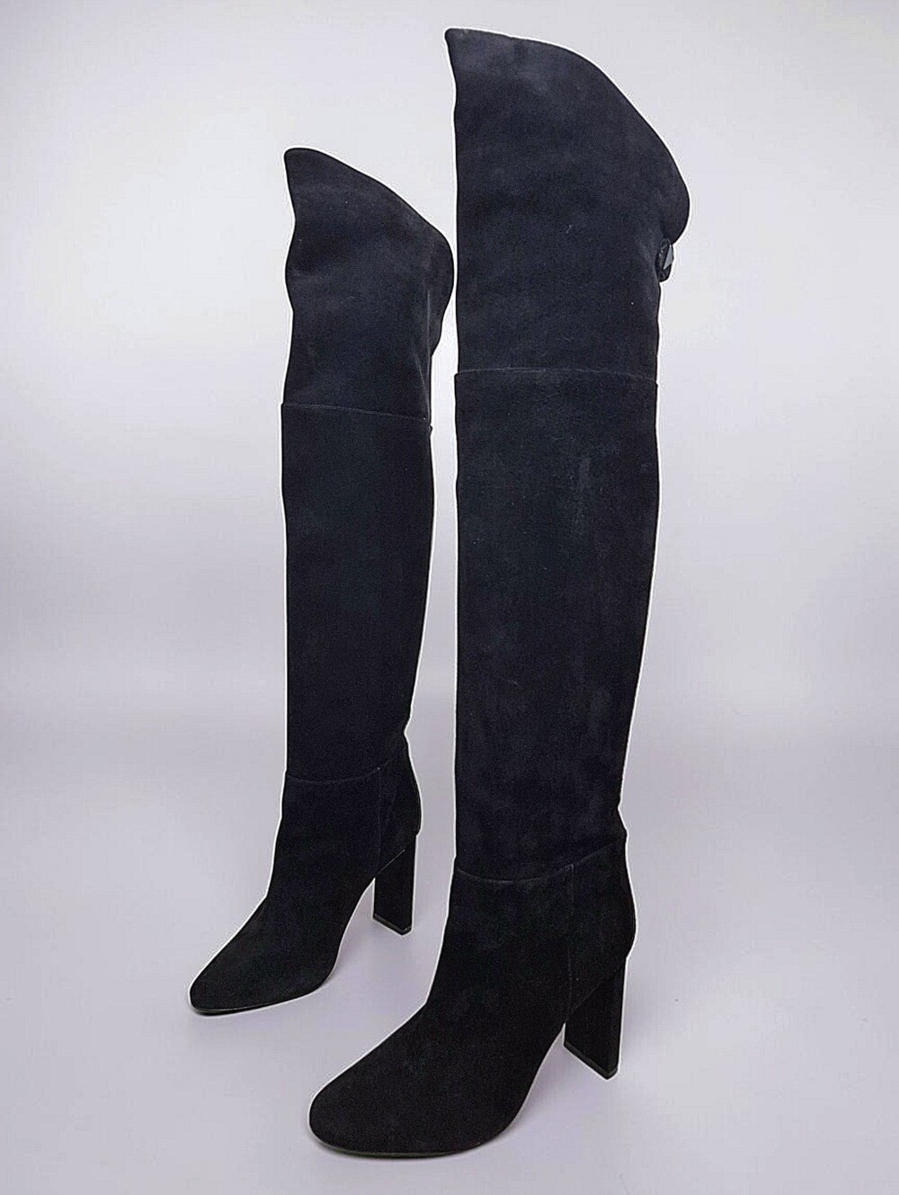 Schutz Austine Black Suede Over the Knee Boots 9 Block Heel Round Toe - Picture 5 of 16